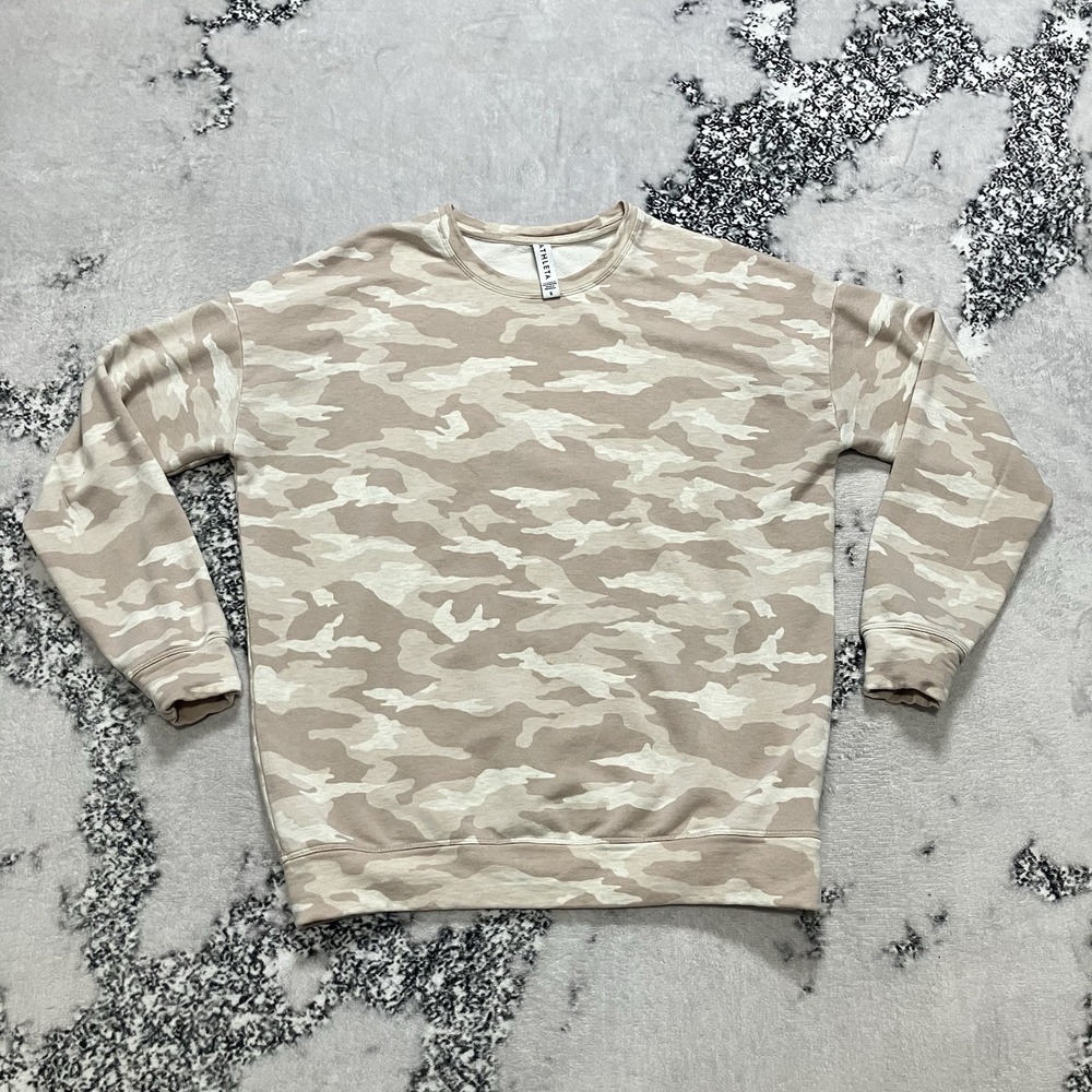Athleta Balance Pullover Womens Sz S Camo Sweatshirt Crewneck Beige Activewear‎